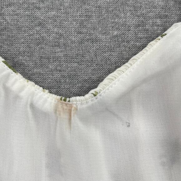 Abercrombie & Fitch Top Womens S Floral Puff Sleeve Crop Green White Crinkle - Picture 14 of 16